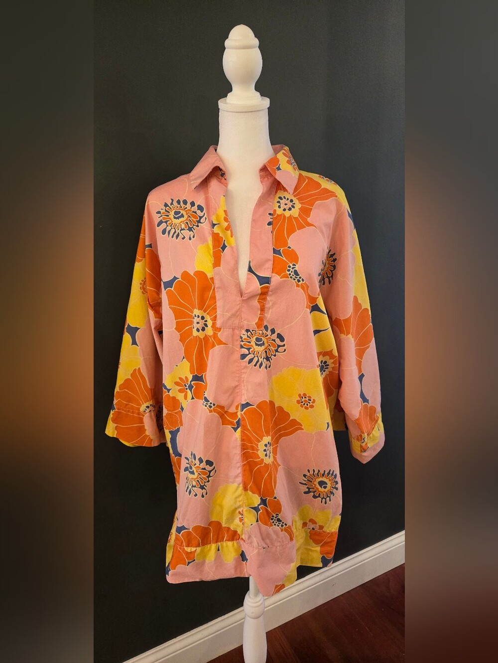 Zara Retro 70s Mod Pattern Oversized Tunic Top